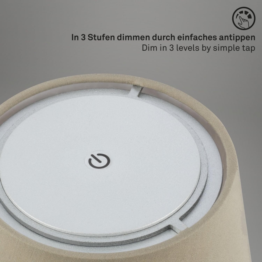 Brilo - LED Pritemdoma įkraunama lauko stalinė lempa LED/3W/5V IP44 sidabrinė/smėlio spalvos