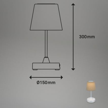 Brilo - LED Pritemdoma įkraunama lauko stalinė lempa LED/3W/5V IP44 sidabrinė/smėlio spalvos
