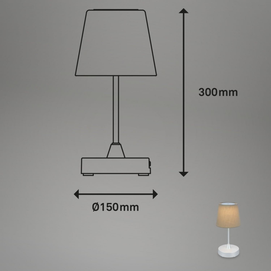 Brilo - LED Pritemdoma įkraunama lauko stalinė lempa LED/3W/5V IP44 sidabrinė/smėlio spalvos