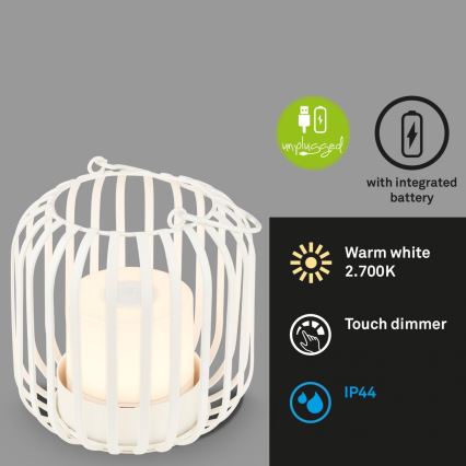 Brilo - LED šviesos reguliavimas rechargeable lauko Stalinis šviestuvas LED/2W/5V IP44 balta