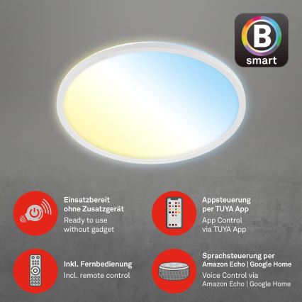 Brilo - LED Pritemdomas lubinis šviestuvas SLIM LED/22W/230V 2700-6500K Wi-Fi Tuya + nuotolinio valdymo pultas