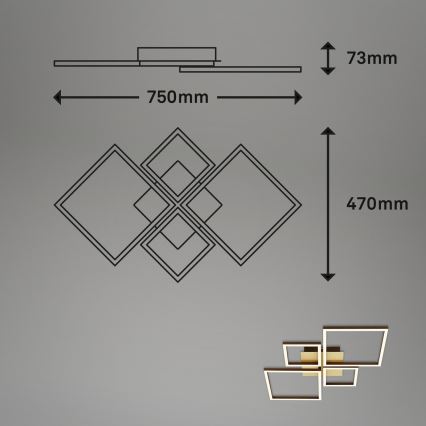 Brilo - LED Pritemdomas tvirtinamas sietynas FRAME LED/44W/230V