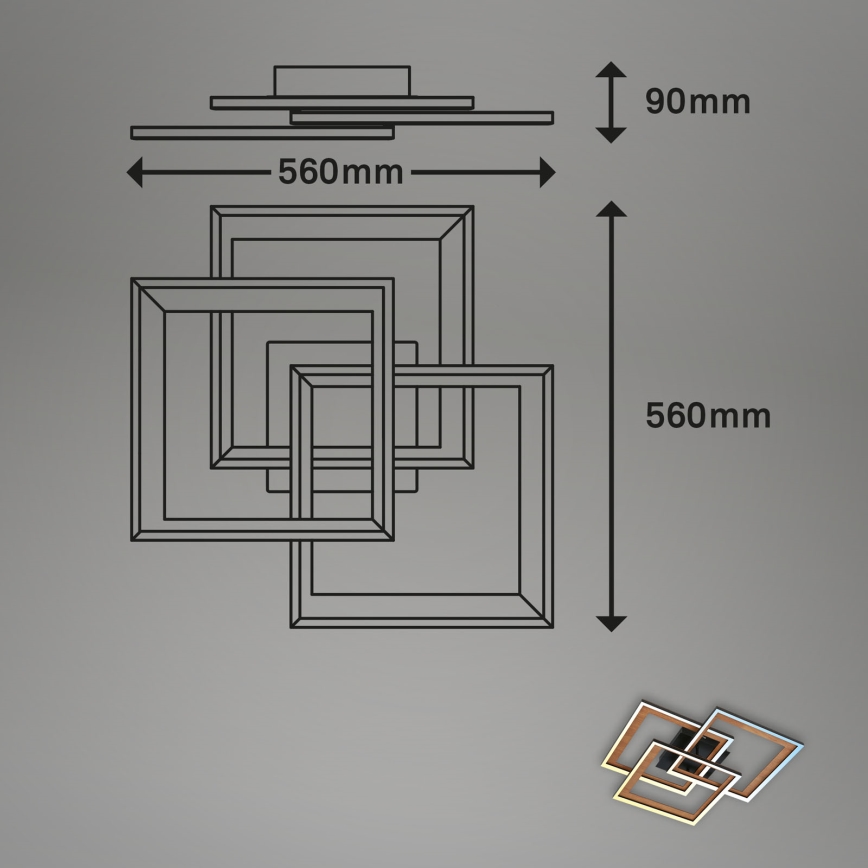 Brilo - LED Pritemdomas tvirtinamas sietynas FRAME LED/45W/230V 2700-6500K + nuotolinio valdymo pultas