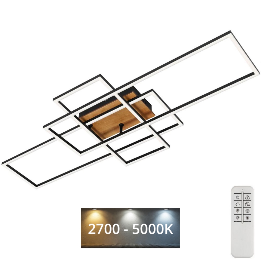 Brilo - LED Pritemdomas tvirtinamas sietynas FRAME LED/51W/230V 2700-5000K juoda/ruda + nuotolinio valdymo pultas