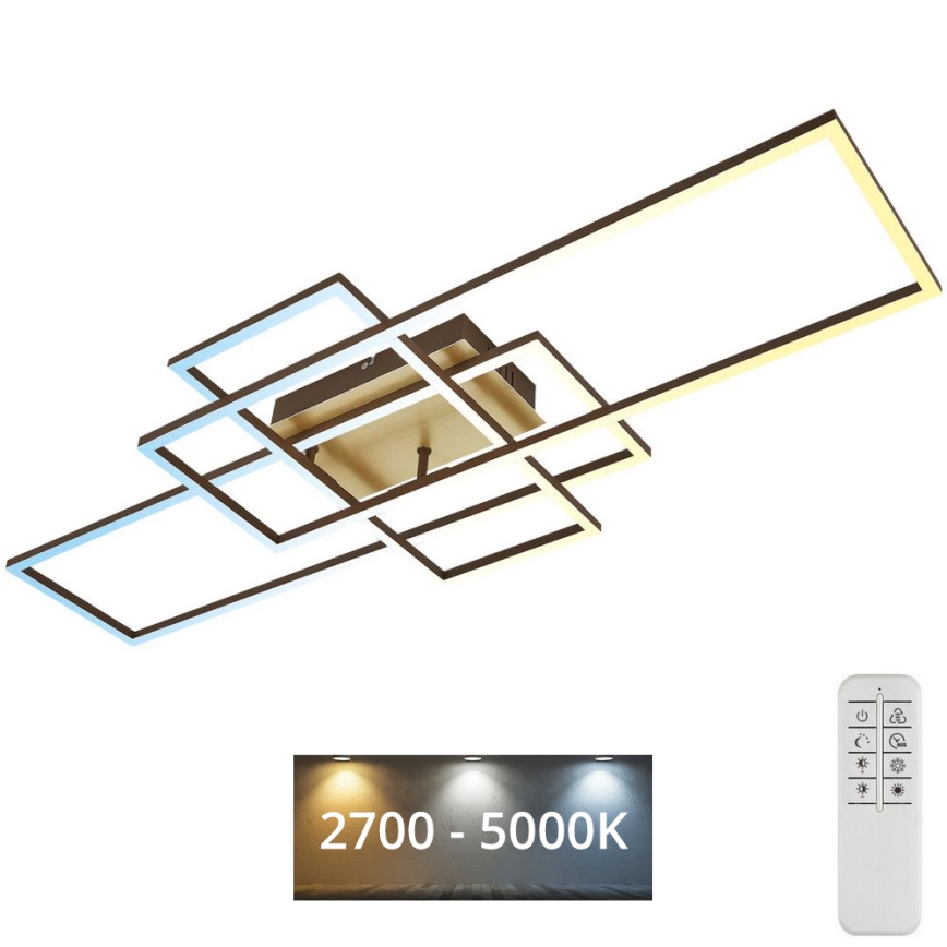 Brilo - LED Pritemdomas tvirtinamas sietynas FRAME LED/51W/230V 2700-5000K ruda/auksas + nuotolinio valdymo pultas