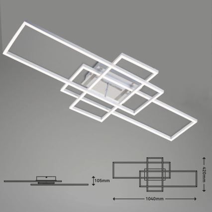 Brilo - LED Pritemdomas tvirtinamas sietynas FRAME LED/51W/230V 2700-5000K matinis chromas + nuotolinio valdymo pultas