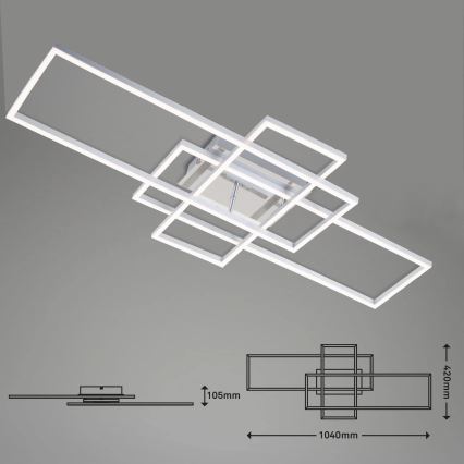 Brilo - LED Pritemdomas tvirtinamas sietynas FRAME LED/51W/230V 2700-5000K chromas + nuotolinio valdymo pultas