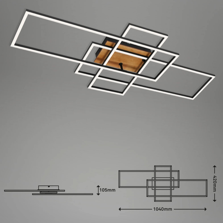 Brilo - LED Pritemdomas tvirtinamas sietynas FRAME LED/51W/230V 2700-5000K juoda/ruda + nuotolinio valdymo pultas
