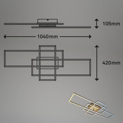 Brilo - LED Pritemdomas tvirtinamas sietynas FRAME LED/51W/230V 2700-5000K ruda/auksas + nuotolinio valdymo pultas