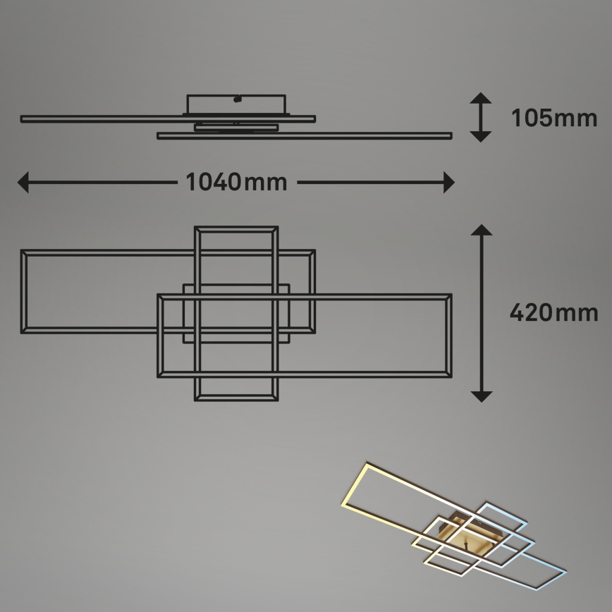 Brilo - LED Pritemdomas tvirtinamas sietynas FRAME LED/51W/230V 2700-5000K ruda/auksas + nuotolinio valdymo pultas