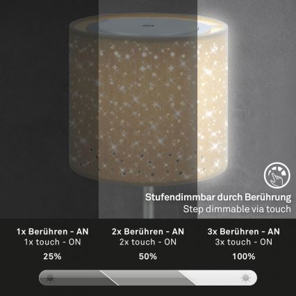 Brilo - LED reguliuojama įkraunama lauko stalo lempa LOLE LED/3W/5V 2000mAh IP44 sidabrinė/kreminė