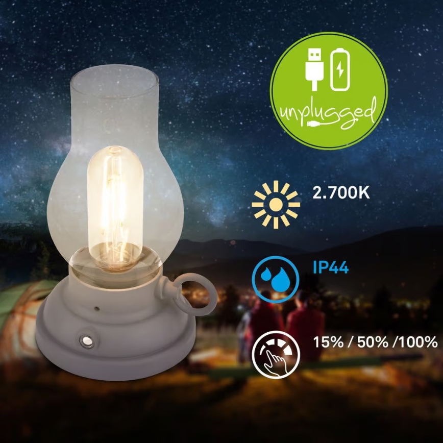 Brilo - dimeriuojama lauko įkraunama stalinė lempa KANEA LED/1,5W/5V IP44 1200 mAh antracitas