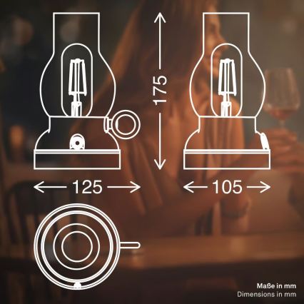 Brilo - dimeriuojama lauko įkraunama stalinė lempa KANEA LED/1,5W/5V IP44 1200 mAh antracitas
