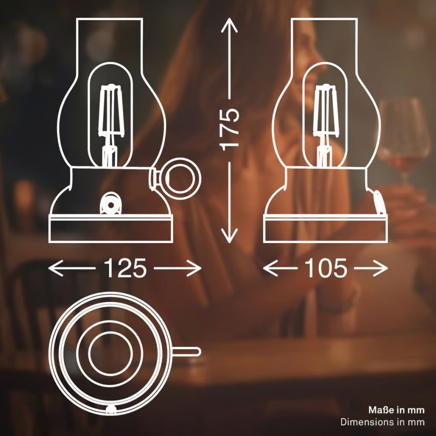 Brilo - dimeriuojama lauko įkraunama stalinė lempa KANEA LED/1,5W/5V IP44 1200 mAh antracitas