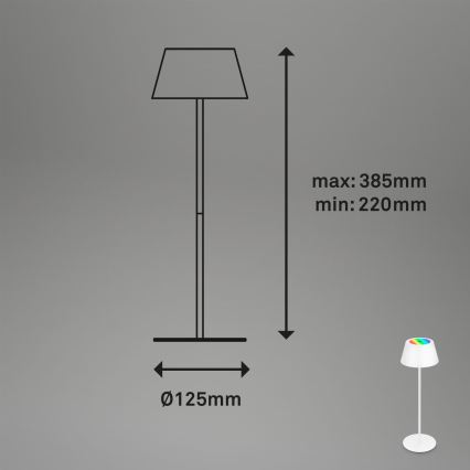 Brilo - LED RGB reguliuojama įkraunama jutiklinė lauko stalinė lempa KIKI LED/2,6W/5V IP44 2600 mAh balta
