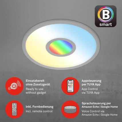 Brilo - LED RGB pritemdomas lubinis šviestuvas CENTRO LED/24W/230V 2700-6500K Wi-Fi Tuya + nuotolinio valdymo pultas