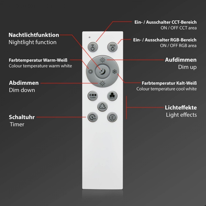 Brilo - LED RGB pritemdomas lubinis šviestuvas CENTRO LED/24W/230V 2700-6500K Wi-Fi Tuya + nuotolinio valdymo pultas