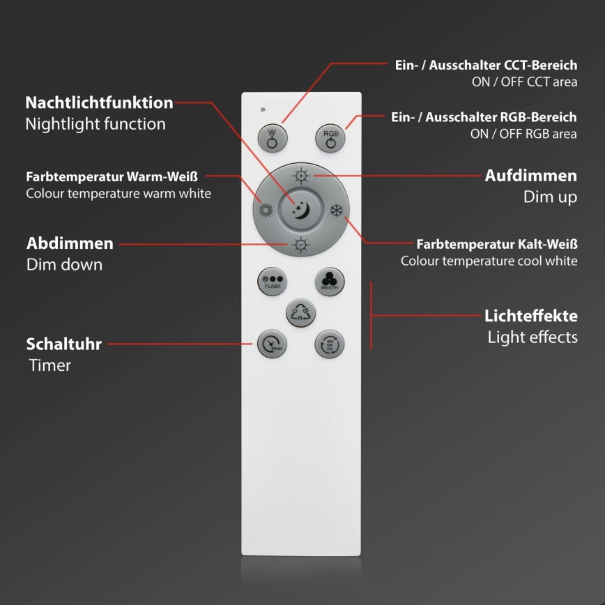 Brilo - LED RGB pritemdomas lubinis šviestuvas CENTRO LED/24W/230V 2700-6500K Wi-Fi Tuya + nuotolinio valdymo pultas