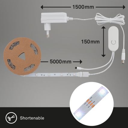 Brilo - LED RGBW Reguliuojama juostelė MUSIC 6,65m LED/18W/230V Wi-Fi Tuya + nuotolinio valdymo pultas