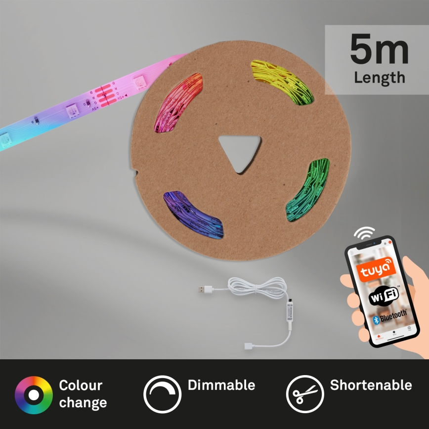 Brilo - LED RGBW Reguliuojama juostelė MUSIC 6,6m LED/7,5W/USB Wi-Fi Tuya