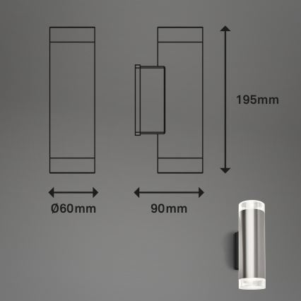Brilo - LED sieninis lauko šviestuvas 2xGU10/4,7W/230V IP44 4000K matinis chromas