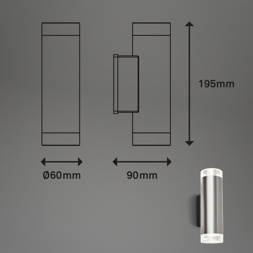 Brilo - LED sieninis lauko šviestuvas 2xGU10/4,7W/230V IP44 4000K matinis chromas