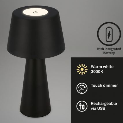 Brilo - LED šviesos reguliavimas rechargeable lauko Stalinis šviestuvas LED/3,5W/5V IP44 juoda