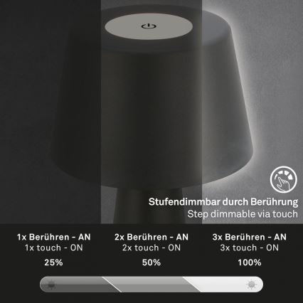 Brilo - LED šviesos reguliavimas rechargeable lauko Stalinis šviestuvas LED/3,5W/5V IP44 juoda