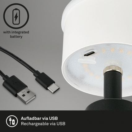 Brilo - LED šviesos reguliavimas rechargeable lauko Stalinis šviestuvas LED/3,5W/5V IP44 juoda