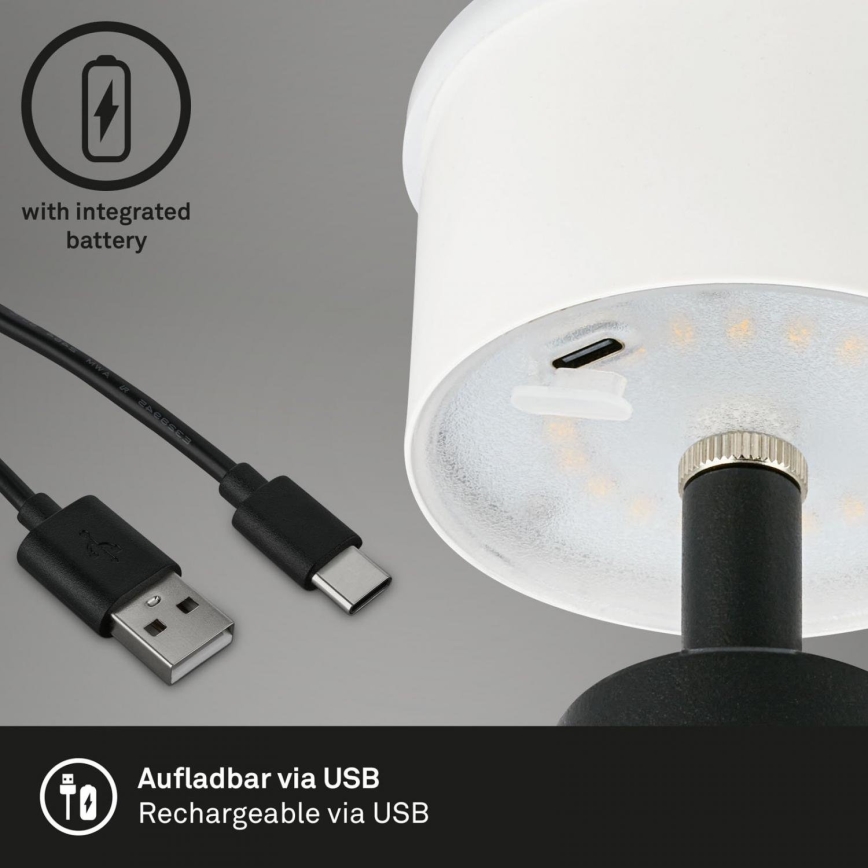 Brilo - LED šviesos reguliavimas rechargeable lauko Stalinis šviestuvas LED/3,5W/5V IP44 juoda