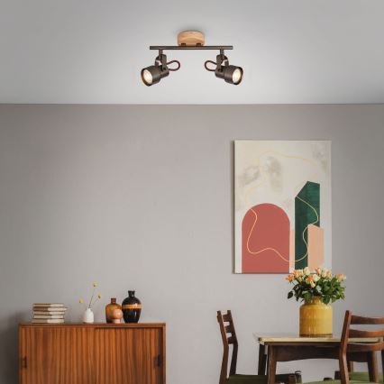 Brilo - LED taškinis šviestuvas TAHUN 2xGU10/5W/230V rudas