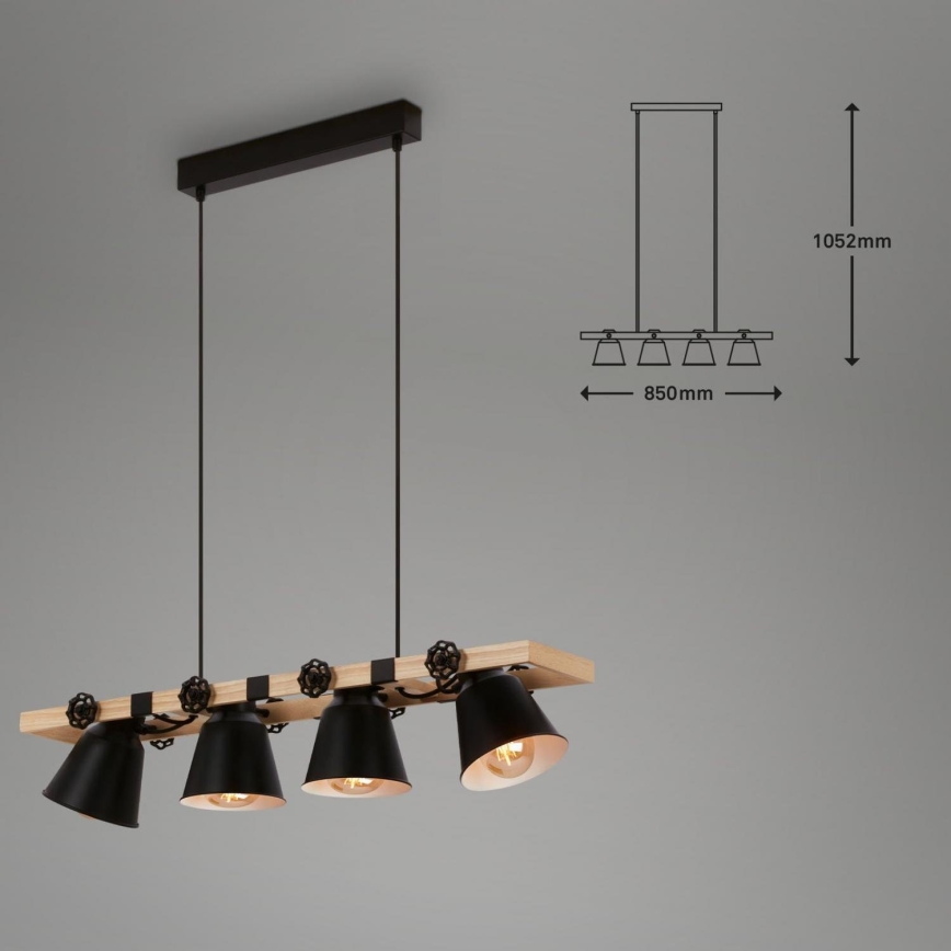 Brilo - Pakabinamas sietynas TALLE 4xE27/40W/230V kaučiukas
