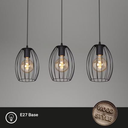 Brilo - Pakabinamas sietynas WAKTU 3xE27/60W/230V kaučiukas