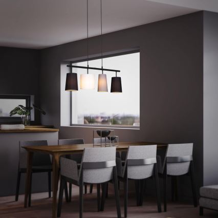 Brilo - Pakabinamas šviestuvas ant laido 4xE27/40W/230V juoda/pilka/balta