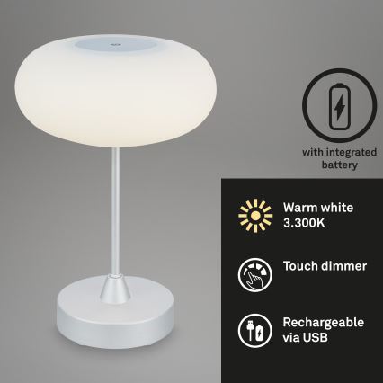 Brilo - reguliuojamo ryškumo įkraunama LED lauko stalinė lempa OLANA LED/3W/5V IP44
