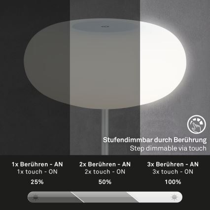 Brilo - reguliuojamo ryškumo įkraunama LED lauko stalinė lempa OLANA LED/3W/5V IP44