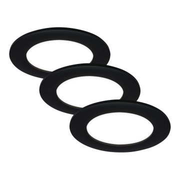 Brilo - Rinkinys (3 vnt.) LED vonios įleidžiamų šviestuvų FLAT LED/6W/230V IP44, juodos