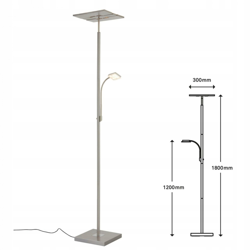Briloner 1328-022 - LED dimeriuojama grindinė lempa LED/21W/230V + LED/3,5W matinis chromas