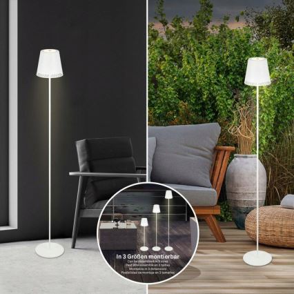 Briloner 1438016 - LED pritemdomas jutiklinis toršeras 3in1 LED/3,5W/5V IP44 3000K 38-130 cm balta