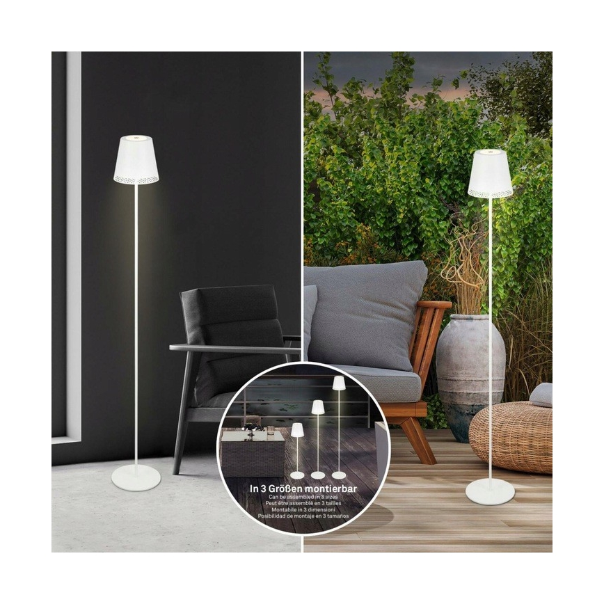 Briloner 1438016 - LED pritemdomas jutiklinis toršeras 3in1 LED/3,5W/5V IP44 3000K 38-130 cm balta