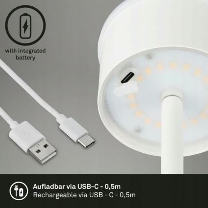 Briloner 1438016 - LED pritemdomas jutiklinis toršeras 3in1 LED/3,5W/5V IP44 3000K 38-130 cm balta