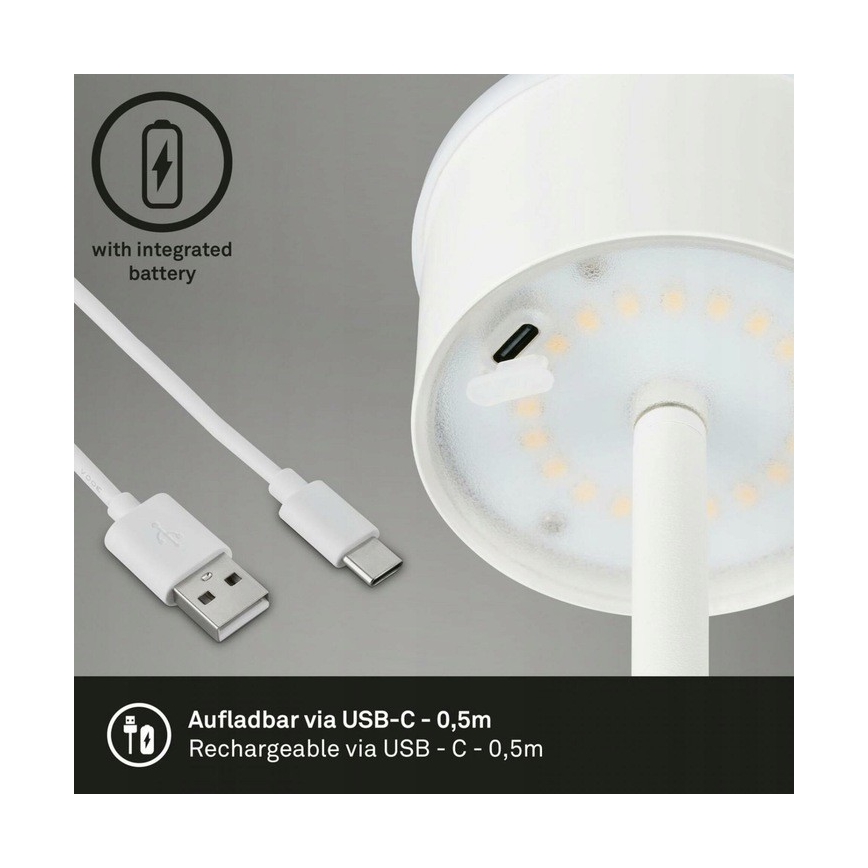 Briloner 1438016 - LED pritemdomas jutiklinis toršeras 3in1 LED/3,5W/5V IP44 3000K 38-130 cm balta