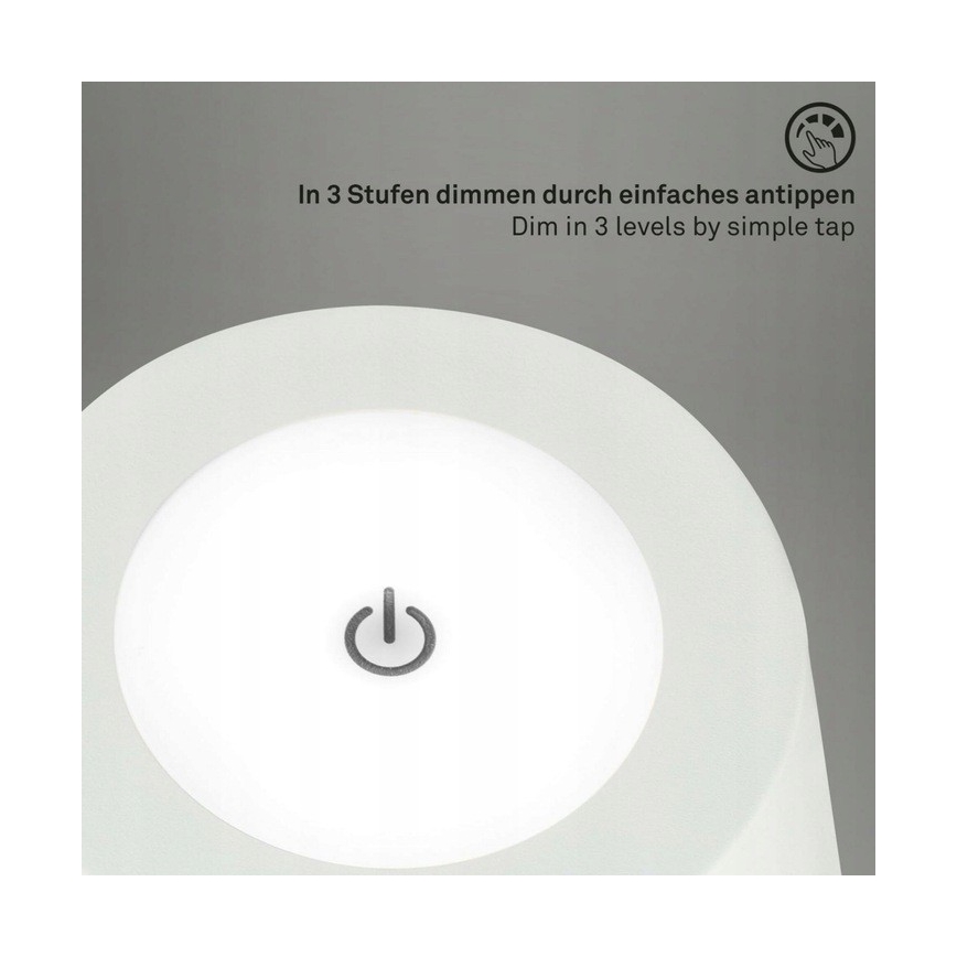 Briloner 1438016 - LED pritemdomas jutiklinis toršeras 3in1 LED/3,5W/5V IP44 3000K 38-130 cm balta