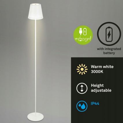 Briloner 1438016 - LED pritemdomas jutiklinis toršeras 3in1 LED/3,5W/5V IP44 3000K 38-130 cm balta