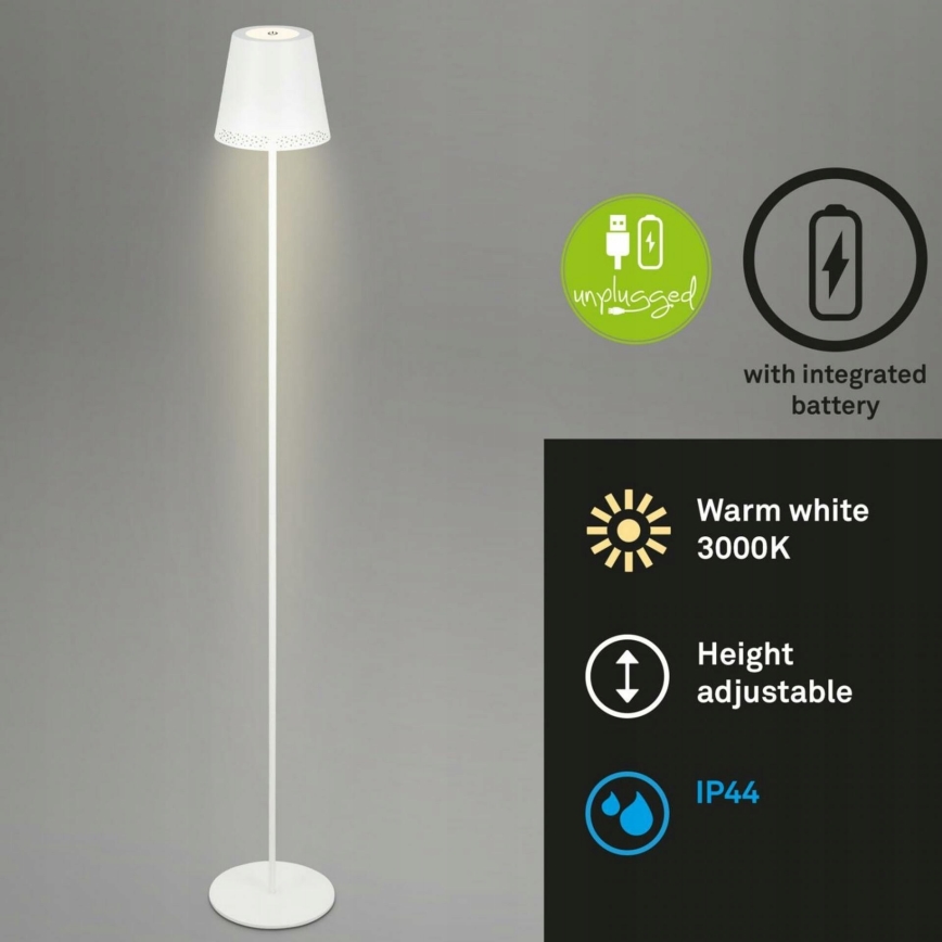 Briloner 1438016 - LED pritemdomas jutiklinis toršeras 3in1 LED/3,5W/5V IP44 3000K 38-130 cm balta