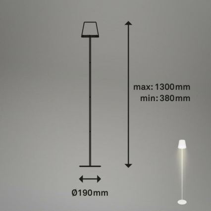 Briloner 1438016 - LED pritemdomas jutiklinis toršeras 3in1 LED/3,5W/5V IP44 3000K 38-130 cm balta