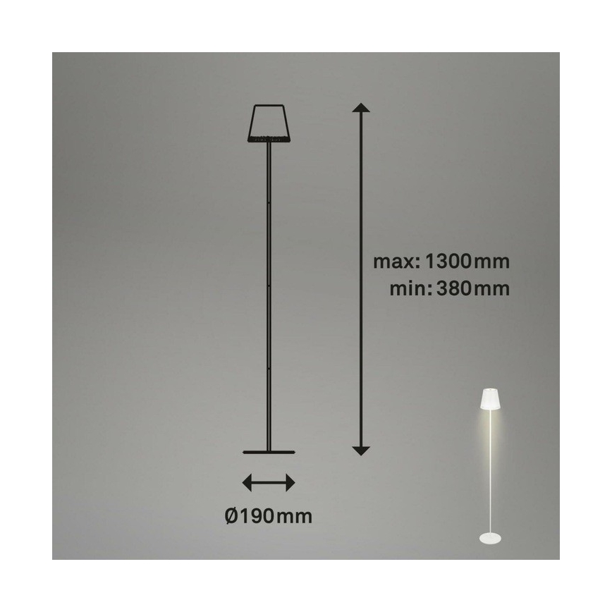 Briloner 1438016 - LED pritemdomas jutiklinis toršeras 3in1 LED/3,5W/5V IP44 3000K 38-130 cm balta