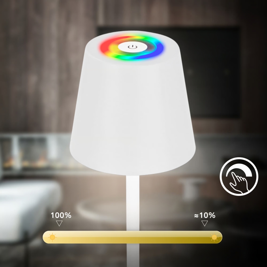 Briloner 1507016 - LED reguliuojama pastatoma lempa KIKI LED/4,3W/5V IP44 2600 mAh balta