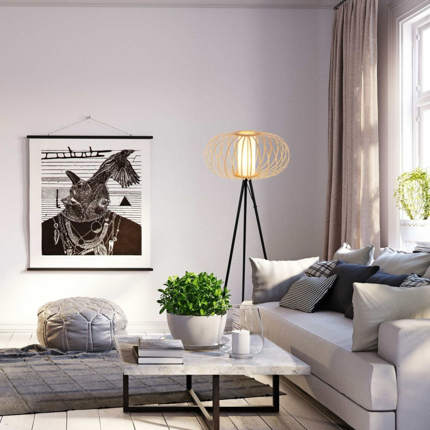 Briloner 1759011 - Grindinė lempa 1xE27/10W/230V bambukas/juoda