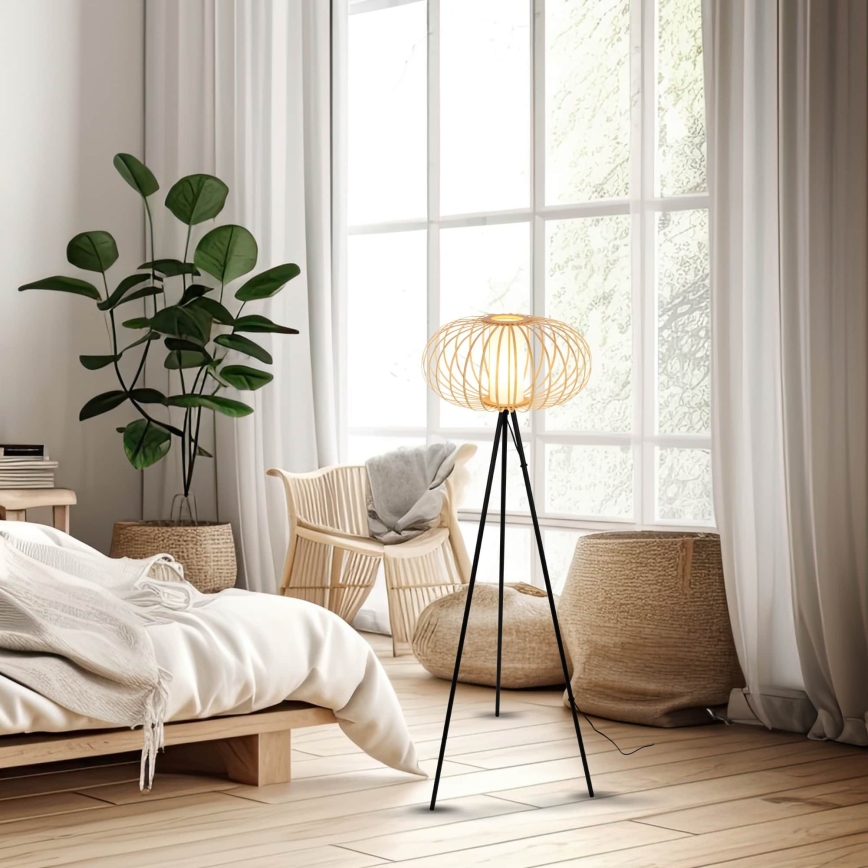 Briloner 1759011 - Grindinė lempa 1xE27/10W/230V bambukas/juoda